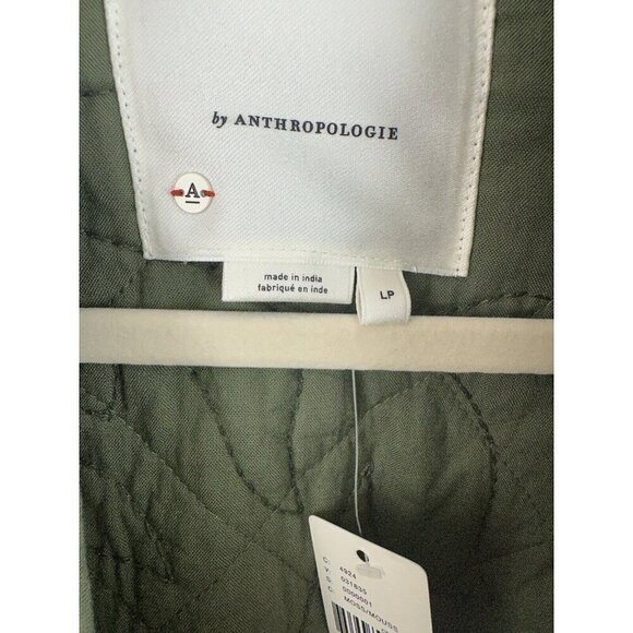 Anthropologie Quilted Patchwork Kimono Jacket Moss Green Sz Large NEW LP Petite - Picture 7 of 13